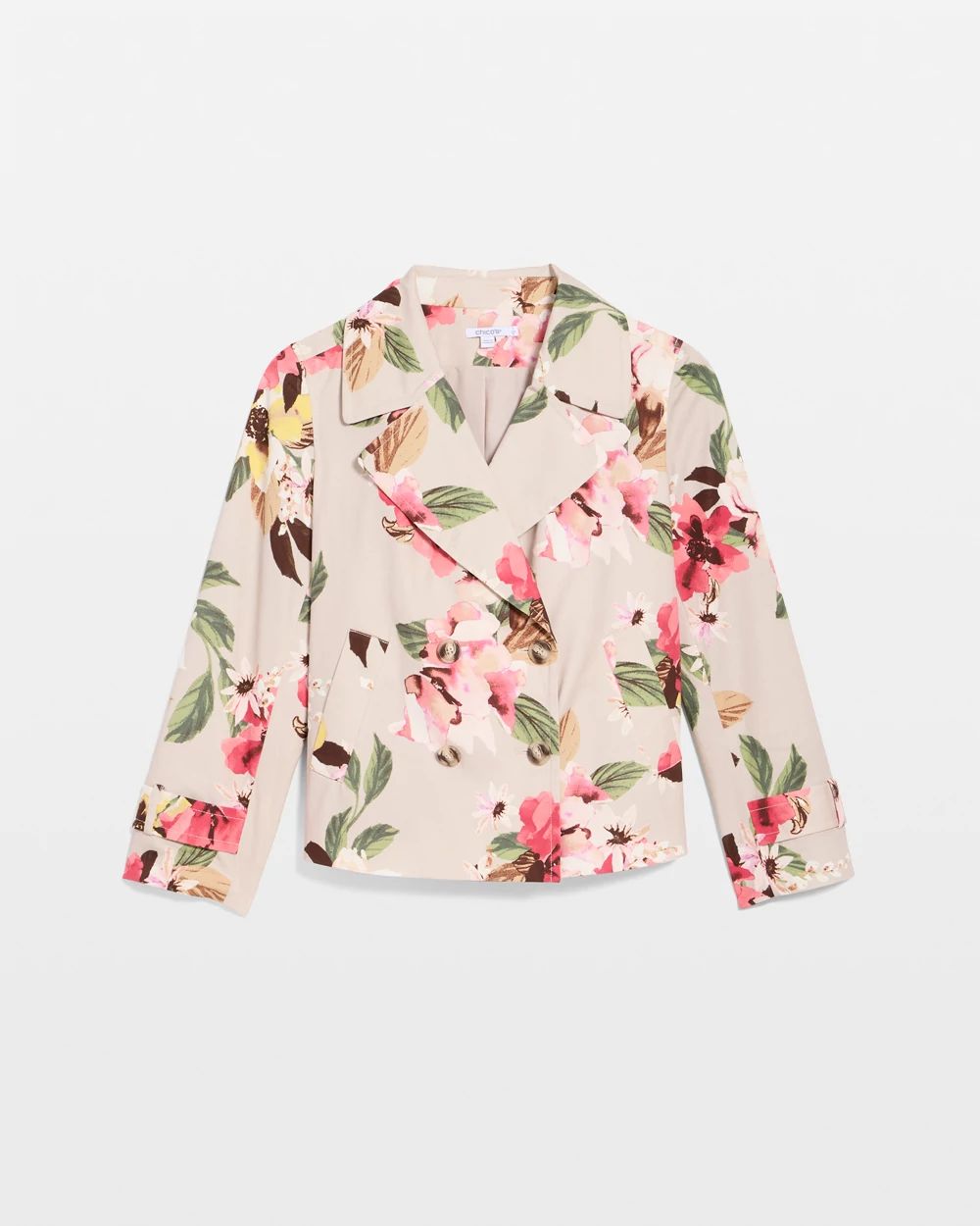 Cotton-Stretch Floral Trench Coat | Chico's